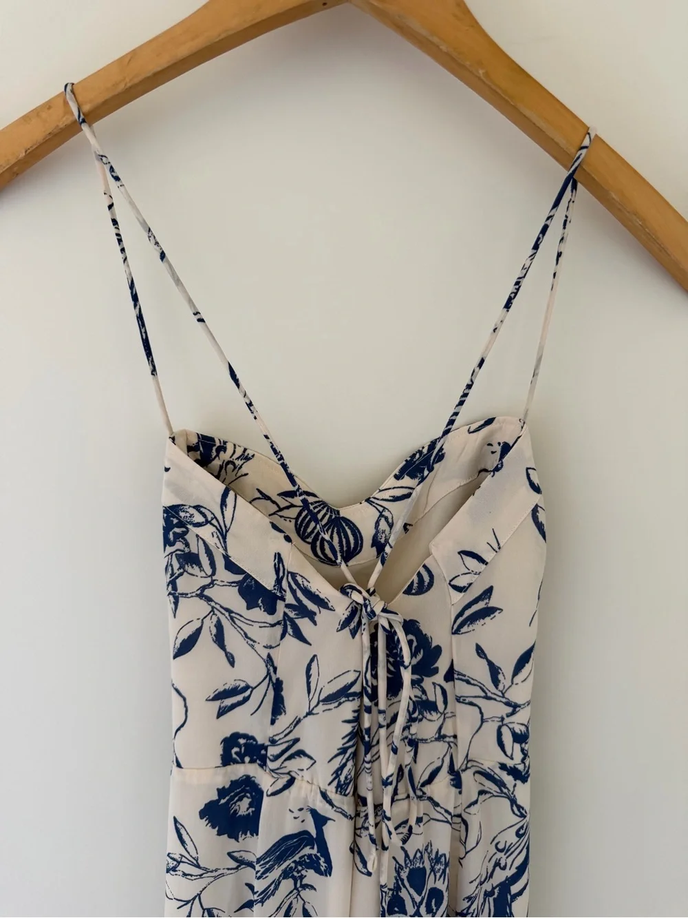 Abercrombie & Fitch Cream Maxi Slip Dress with Navy Floral Print